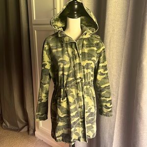 Camo Camouflage Hooded Jacket Trench
